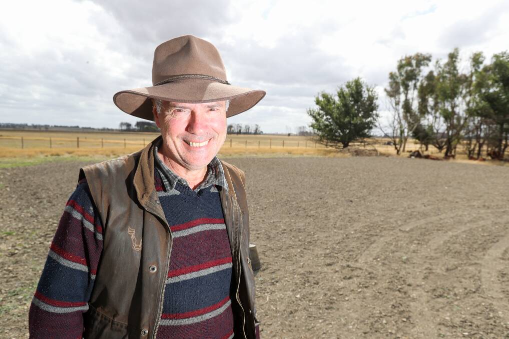 Garvoc sheep grazier Angus McGillivery is still waiting to rebuild after the St Patrick's Day 2018 fires. Picture: Rob Gunstone
