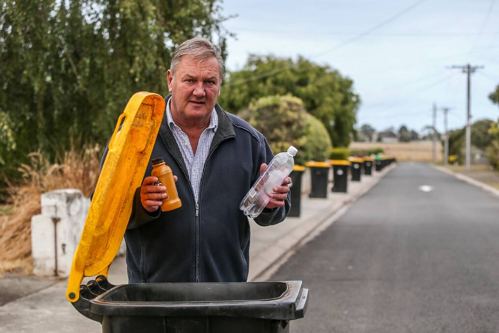 POTENTIAL TRIAL: Moyne Shire Council Mick Wolfe has pushed for an additional bin for glass recycling. Councillors will vote on a possible trial for Koroit on Tuesday. Picture: Anthony Brady