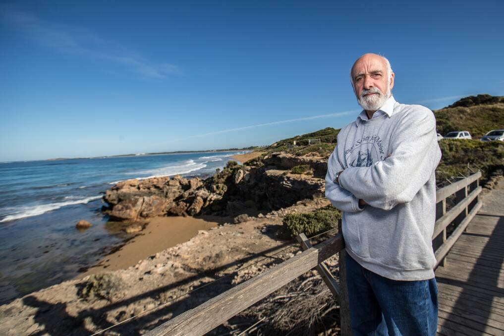 Professor John Sherwood at the Moyjil Site where he and other researchers  have established there is a high probability that Indigenous people lit fires more than 120,000 years ago. Picture: Christine Ansorge