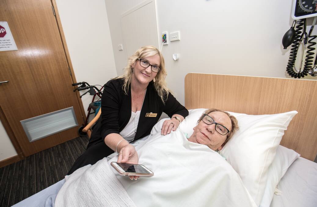 RECOVERING: Heather Bullen visits her mother Betty Russell, who is recovering at Timboon and District Healthcare after a fall. Picture: Christine Ansorge