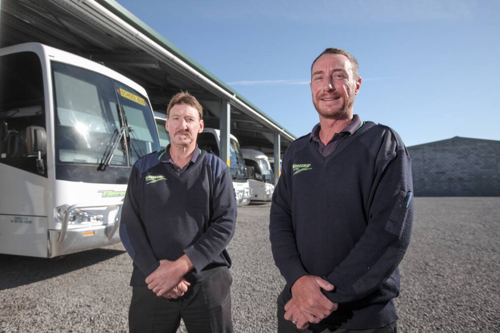 Trotters Coches bus drivers David Moller and Matty Nield. Picture: Rob Gunstone