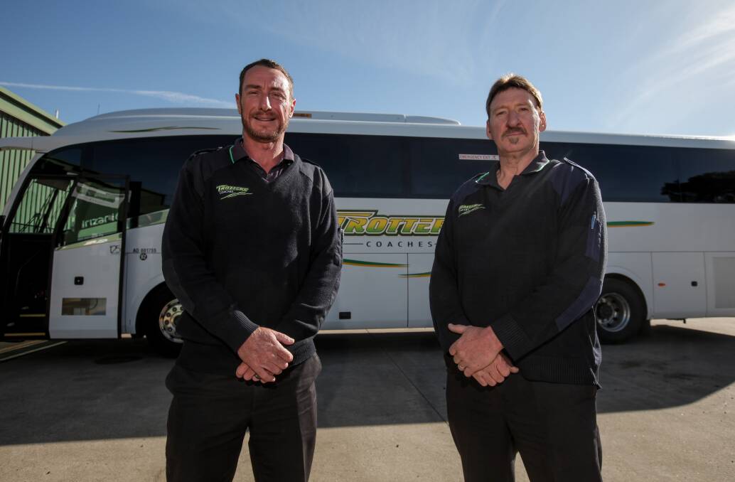 Trotters Coaches bus drivers Matty Nield and David Moller. Picture: Rob Gunstone
