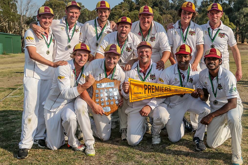 Champions: The Pomborneit team that won the South West Cricket Association grand final by five wickets. Picture: Anthony Brady
