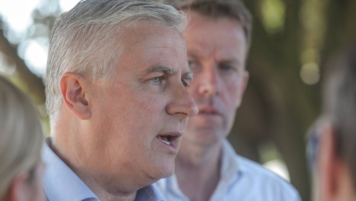 Funding kick: Deputy Prime Minister Michael McCormack and Member for Wannon Dan Tehan in Warrnambool. Picture: Rob Gunstone