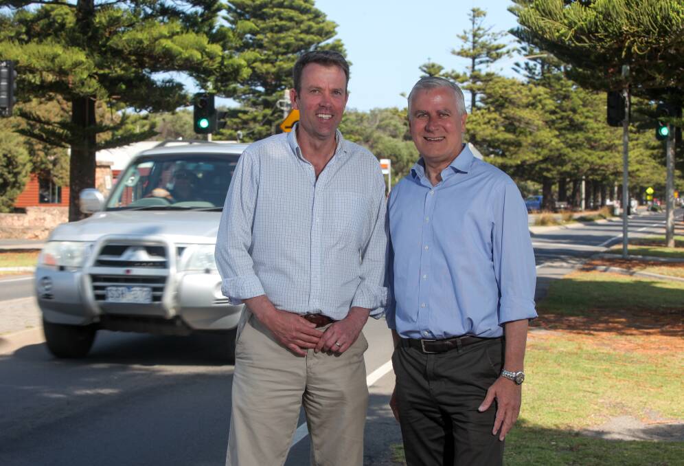 Roads priority: Member for Wannon Dan Tehan and Deputy Prime Minister Michael McCormack announced an $80 million regional roads package last month but the south-west needs more. Picture: Rob Gunstone