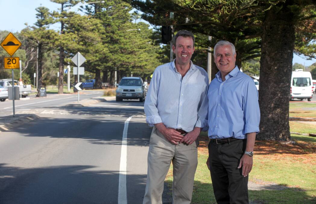 FUNDS BOOST: Member for Wannon Dan Tehan and Deputy Prime Minister Michael McCormack announced $80 million for south-west roads. Picture: Rob Gunstone
