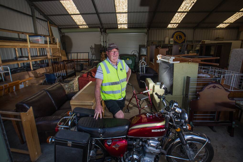 KEEN: Bruce Brown and his motorcycle will be part of the Koroit Lions Club's Swap Meet Show n' Shine. The Op Shop warehouse will also be open. Picture: Christine Ansorge