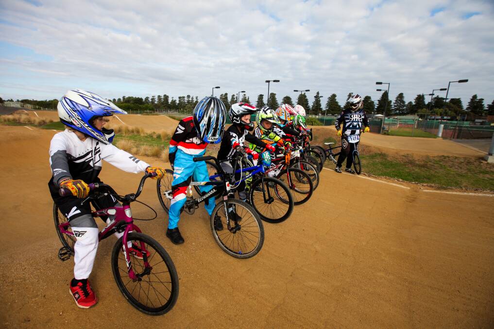 Warrnambool BMX juniors gets some practice in before the Warrnambool Classic on Sunday. Picture: Rob Gunstone