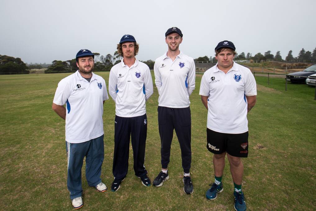 Leadership group: Russells Creek captains Eddie Wallace (division two), Cam Williams (division one), and Nick Sinnott and Ben Van Zelst (division three) will all lead sides into grand finals this weekend. Picture: Christine Ansorge