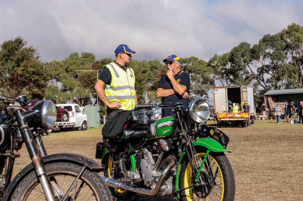 Koroit Lions Club members David Mathison and Peter McCarthy at the Koroit Swap Meet Show n' Shine. Picture: Anthony Brady