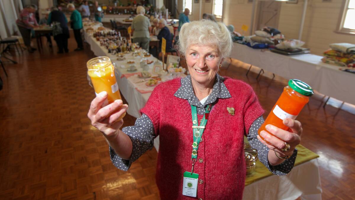 CWA Creative Arts Exhibition event organiser Bev Byron with some of the preserves to be judged. Picture: Rob Gunstone