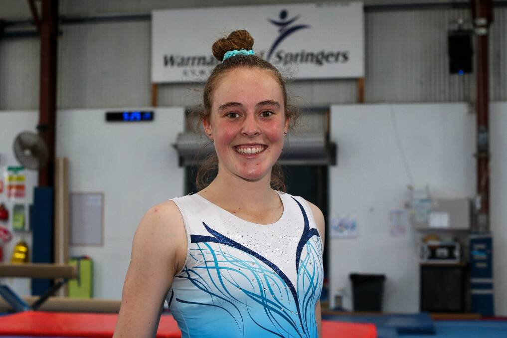 Will's older sister, Amy Johnston, who just got selected in the Victorian level nine women's artistic gymnastics team. Picture: Anthony Brady.