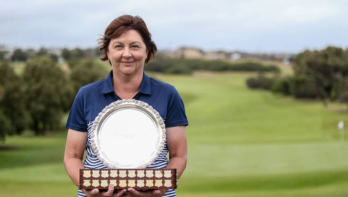A memorable day: Western District Golf Association women's championship winner Debbie Rix from Cobden. Picture: Anthony Brady