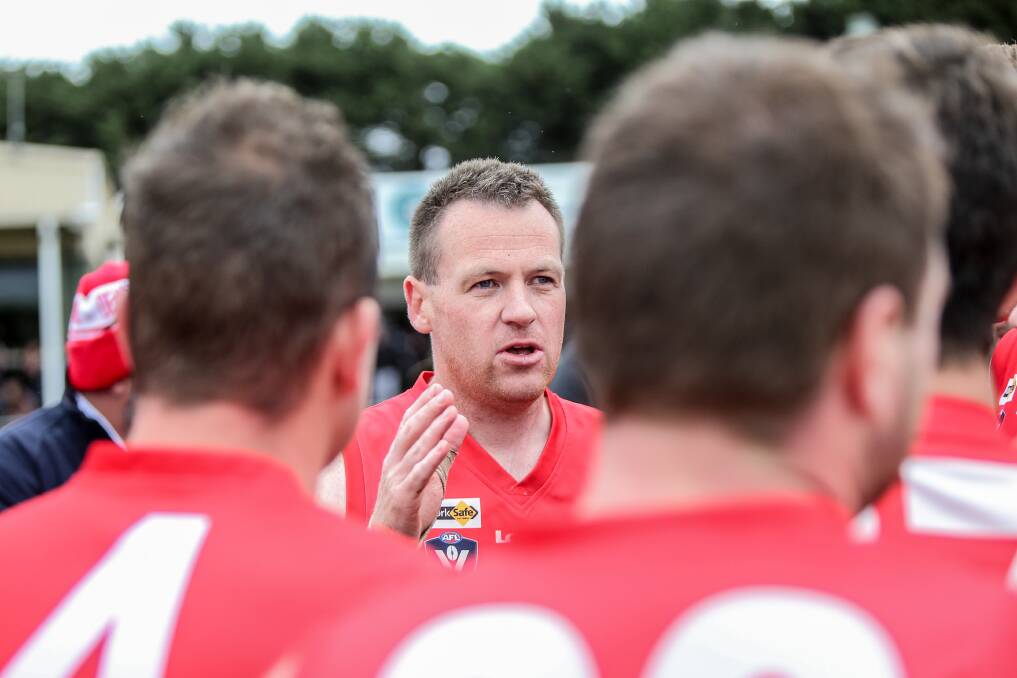 STILL BARKING: Dennington coach Mick Phillips says the Dogs' morale is high despite kicking just two points in a 148-point loss to Nirranda on Saturday. Picture: Christine Ansorge
