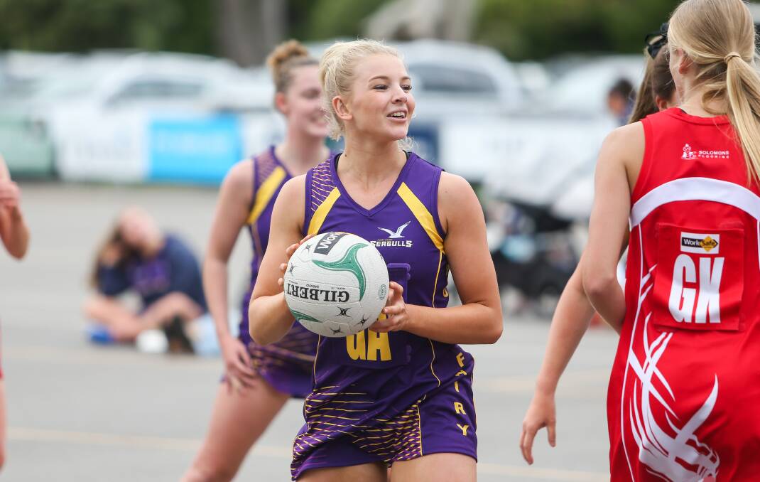 EMBRACING CHANGE: Port Fairy netballer Carly Watson is settling into life as in goal attack. Picture: Morgan Hancock