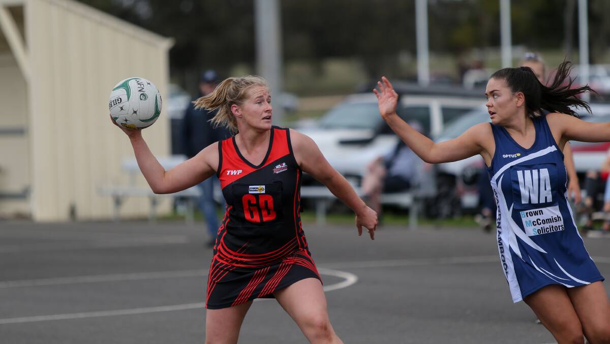 Ready to launch: Cobden's Nadine McNamara is part of the Hampden league's 12-player interleague squad. The interleague team will play the Ballarat Football Netball League on Saturday. Picture: Anthony Brady