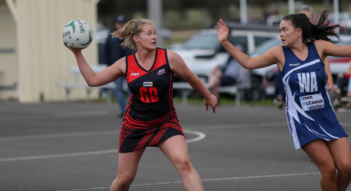 LUCKY ESCAPE: Cobden netballer Nadine McNamara has overcome a foot injury. Picture: Anthony Brady