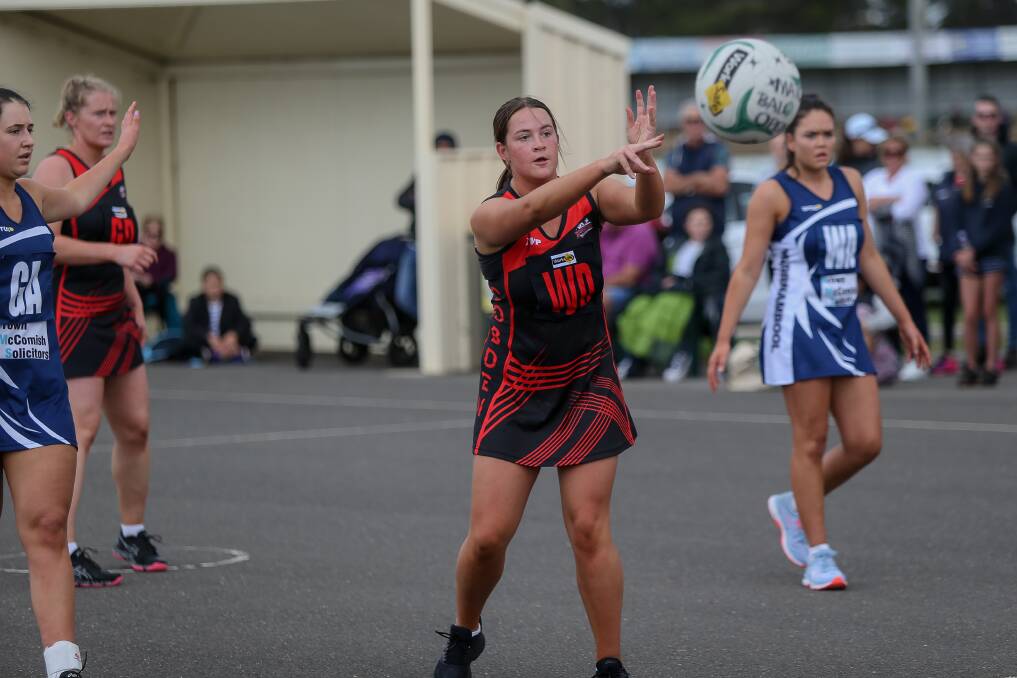 Thrilled: Cobden's Rebecca Dendle is pleased she decided to step up to open division netball this season. Picture: Anthony Brady