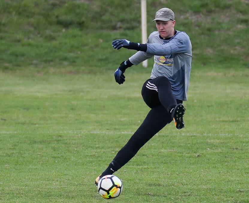 Action time: Warrnambool Rangers goalkeeper-coach Cameron Pyke said Sunday's round four Ballarat District Soccer Association game against Forest Rangers would be crucial in setting up the season. Picture: Morgan Hancock