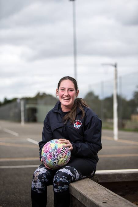 SMILE IF YOU'RE HAVING FUN: Terang Mortlake netballer May Suhan is one of the Bloods' teenage players. She is playing open and 15 and under grades in 2019. Picture: Christine Ansorge
