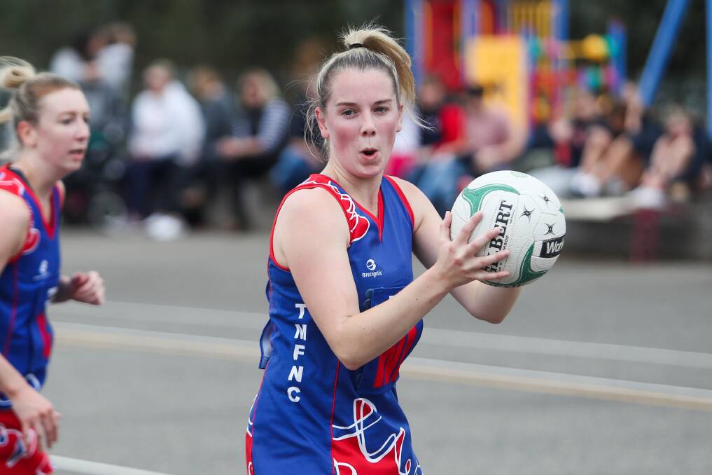 Terang Mortlake's Jacqui Arundell shot 23 goals against Port Fairy on Saturday in a best on court perfomance. Picture: Morgan Hancock