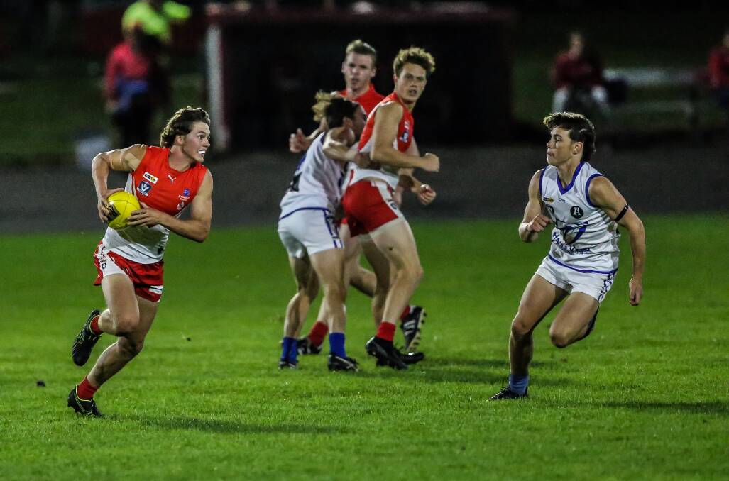 Welcome back: Jock Blair runs with the ball during South Warrnambool's 22-point win over the Hamilton Kangaroos. Picture: Christine Ansorge
