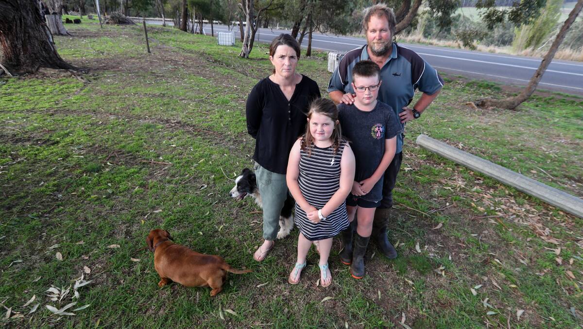 Simpson farmers Brian and Stacey Clark, and their children Noah, 10, and Sophie, 8, have had three goats and their farm quadbike stolen from their property. Picture: Rob Gunstone