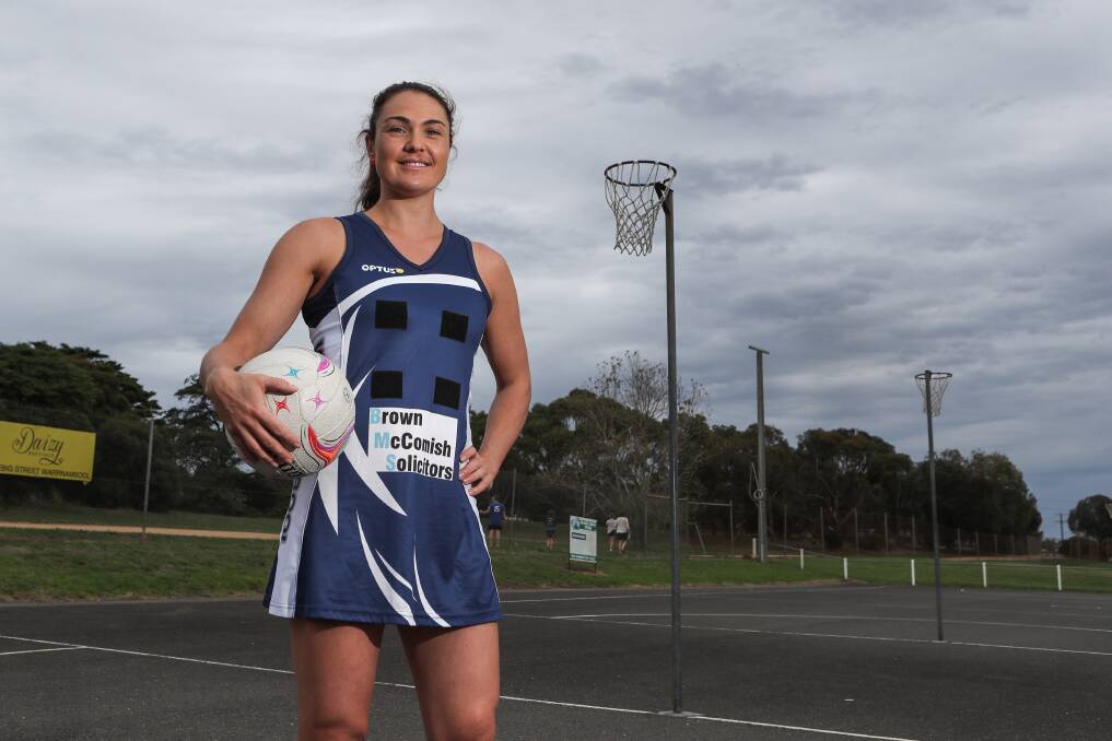 HOME SWEET HOME: Lifelong Warrnambool netballer Emma Cust made her comeback for the Blues on Saturday. Picture: Rob Gunstone