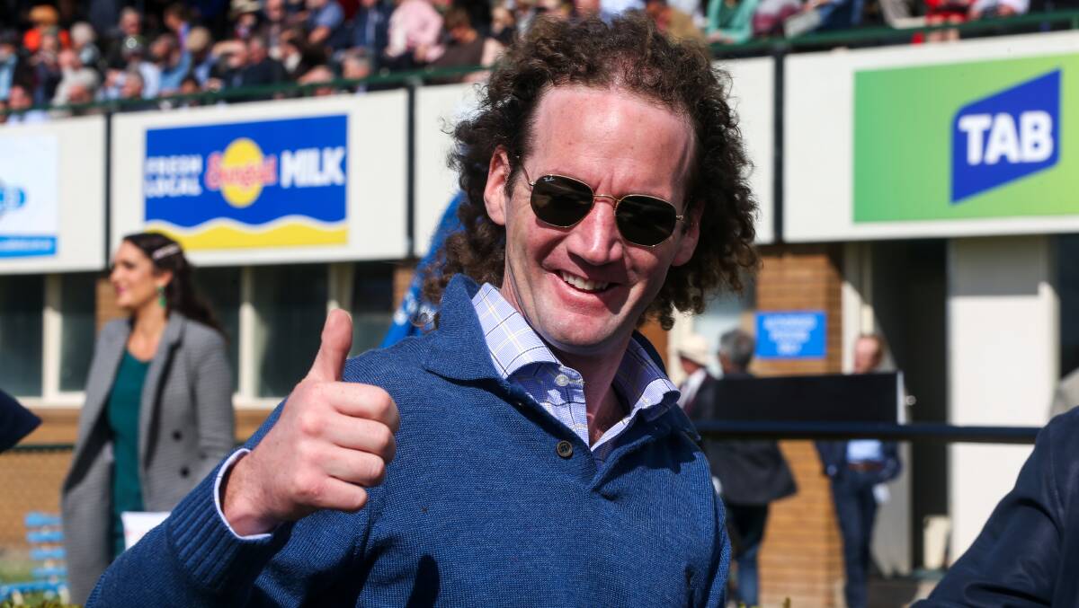 Happy with that: Ciaron Maher was pleased with Shane Jackson's winning ride on a Bit Of A Lad. 