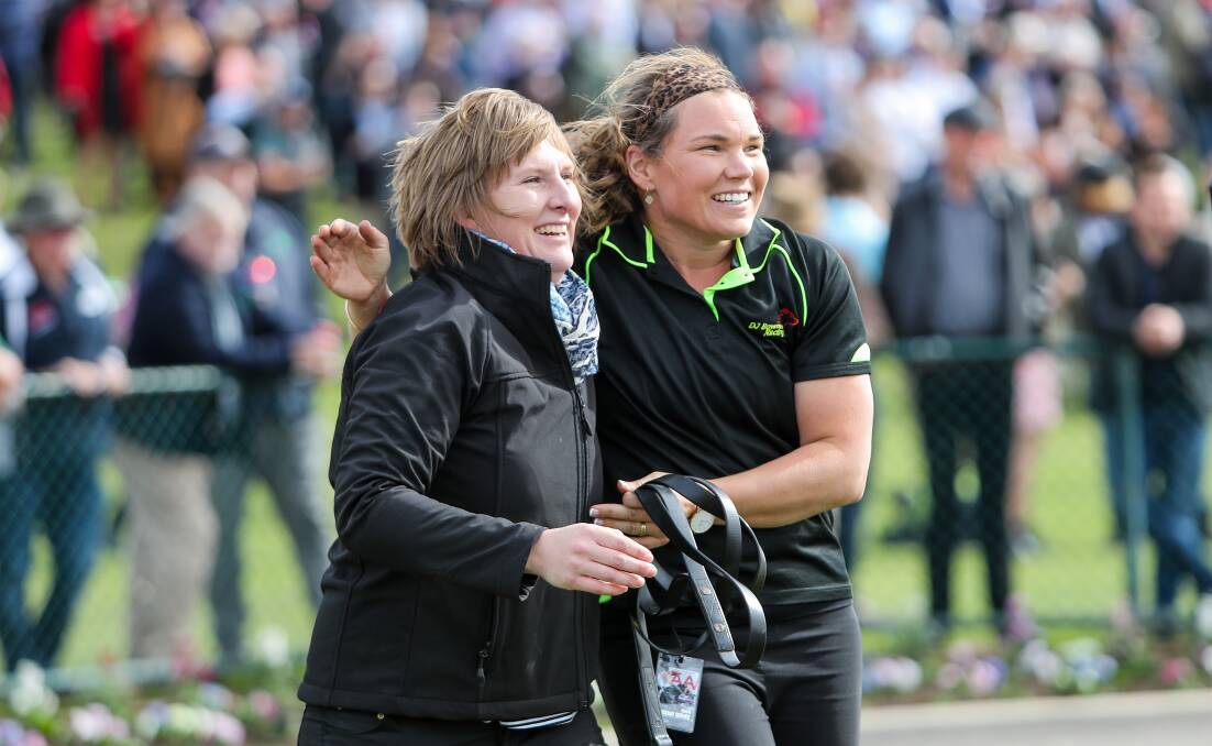 PROUD: Denita Bowman and Marcia Kenna celebrate Lauban Star's win in race four on Thursday. Picture: Morgan Hancock