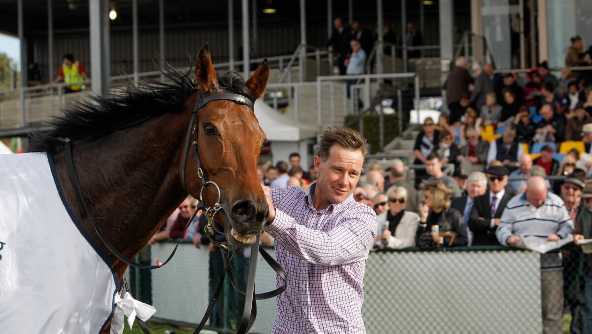A great day: Grand Annual winning horse Zed Em with trainer Patrick Payne. Picture: Rob Gunstone