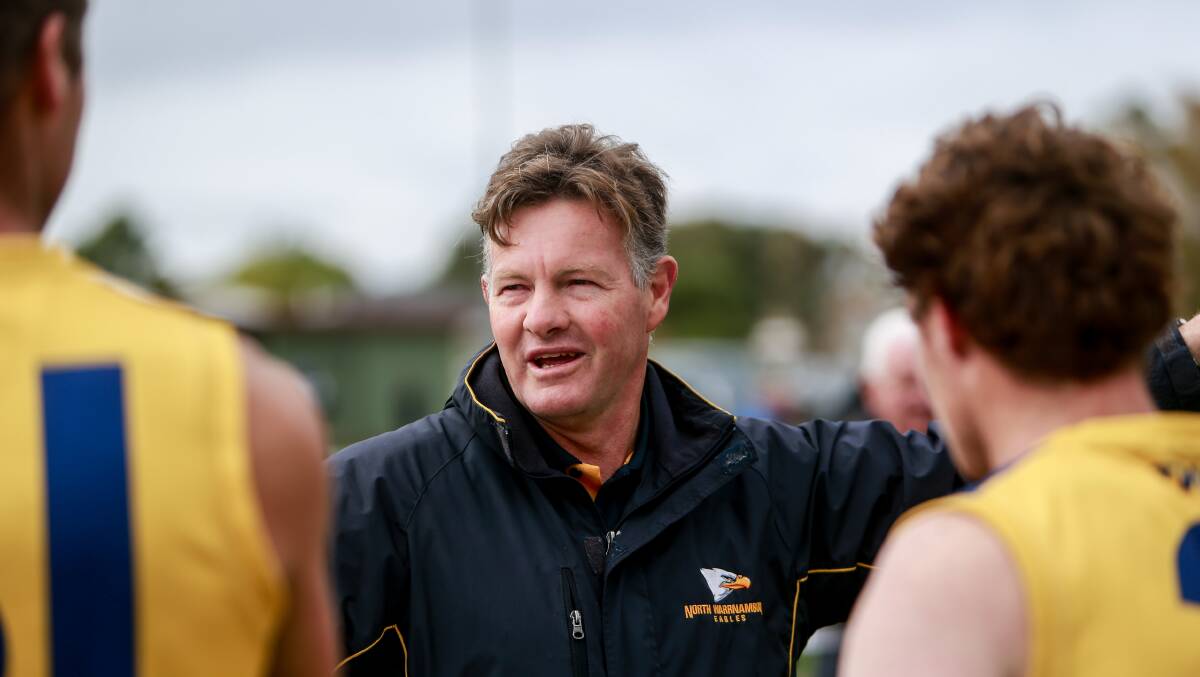 LEVEL HEADED: North Warrnambool Eagles coach Adam Dowie is trying to stop the club from getting ahead of itself as it remains undefeated. Picture: Anthony Brady