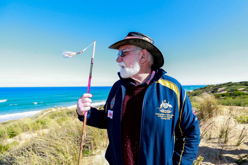 Peek Whurrong elder Uncle Rob Lowe says Levys Point Beach holds just as much historical significance for Traditional Owners as Moyjil. Picture: Anthony Brady