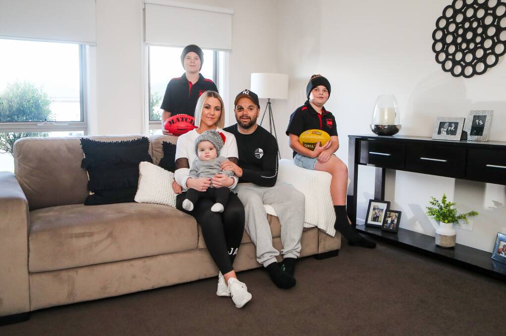 NUMBER-ONE PRIORITY: Danny Chatfield says family, including sons Jyah, 12, Vann, nine months and Kobi Chatfield, 10, and wife Amy, come before football. Picture: Morgan Hancock