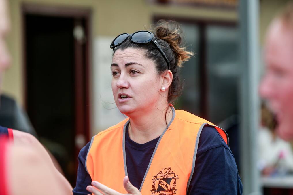 Work in progress: Timboon Demons coach Leah Sinnott in her first year at the WDFNL. Picture: Anthony Brady
