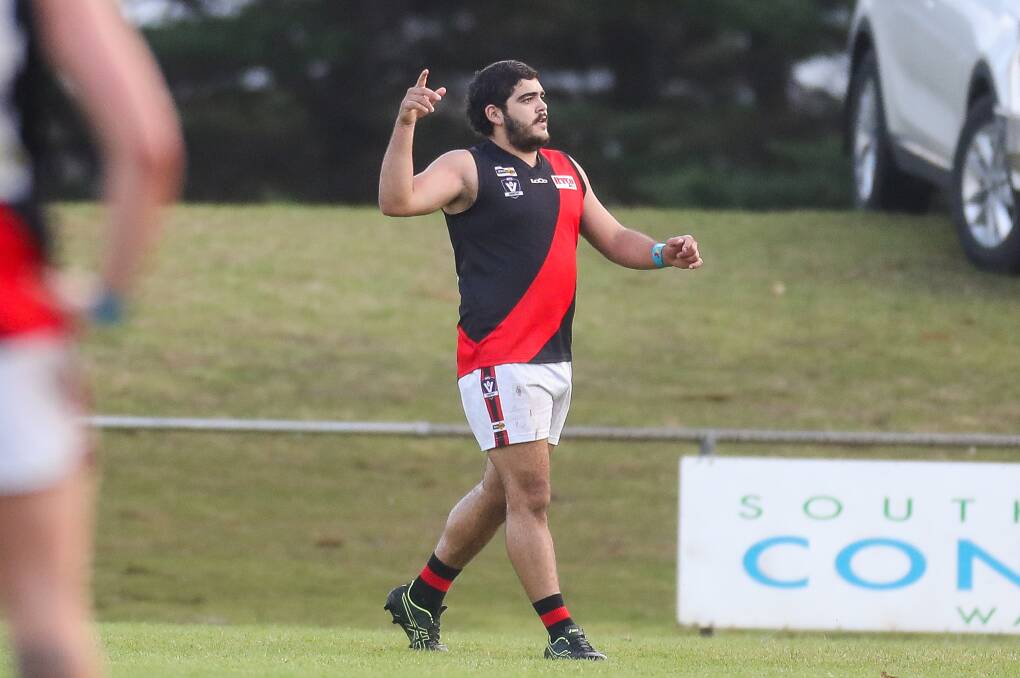Match-winner: East Warrnambool's Jyran Chatfield had a field day against Dennington, booting five goals and taking his season tally to 17. Picture: Morgan Hancock
