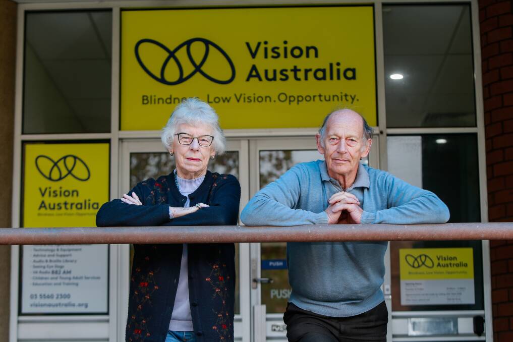 END OF AN ERA: Vision Australia Warrnambool volunteers Cynthia Wong and Bryan O'Meara at the Koroit Street premises which is closing down. Picture: Anthony Brady