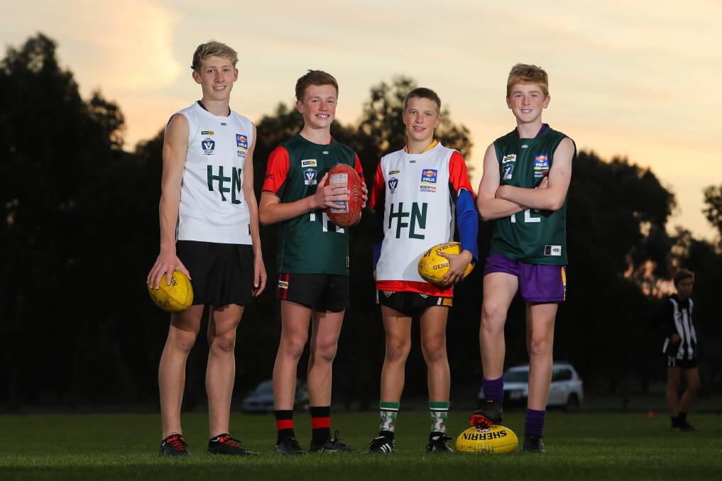 Young leaders: Under 14s captains Harry Keast, 14, Henry Robertson, 14, Luke Smith, 14, and Oscar Pollock, 14. Picture: Morgan Hancock