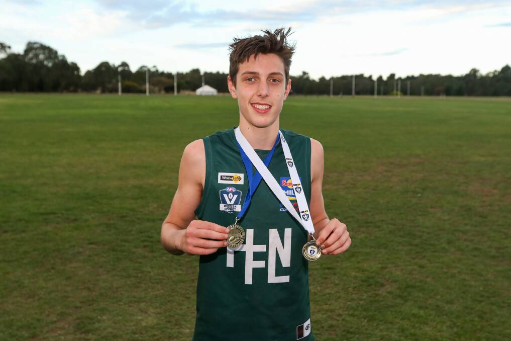 Best of the best: North Warrnambool Eagles' Ben Kellett won the best and fairest medal for the under 16s. Picture: Morgan Hancock