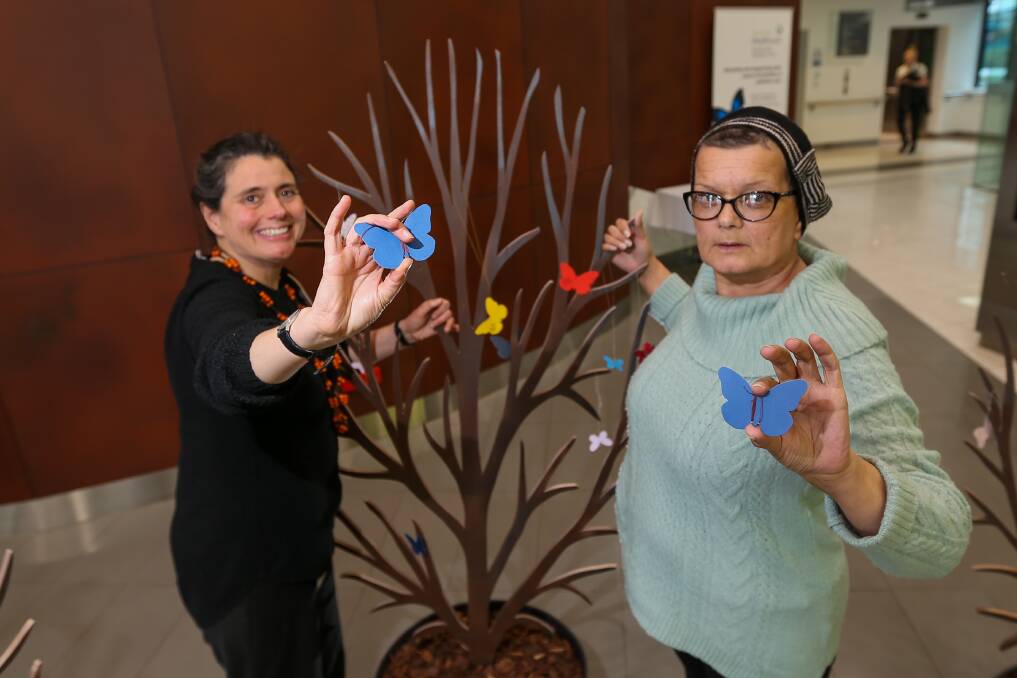 Palliative Care Week: Dr Emma Greenwood and Community palliative care counsellor Nives show off the butterflies that can be placed on the trees. Picture: Morgan Hancock