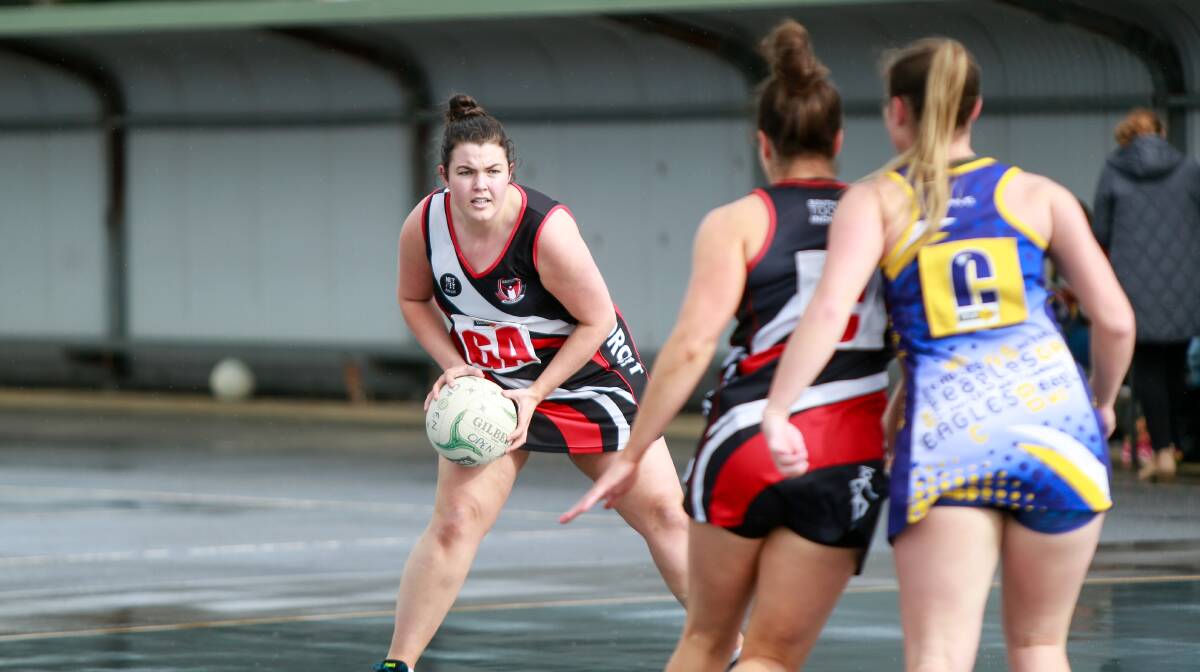 SHORT-LIVED COMEBACK: Koroit's Rachel Dobson returned to the court against North Warrnambool Eagles in round six. She suffered a season-ending achilles injury in round nine. Picture: Anthony Brady