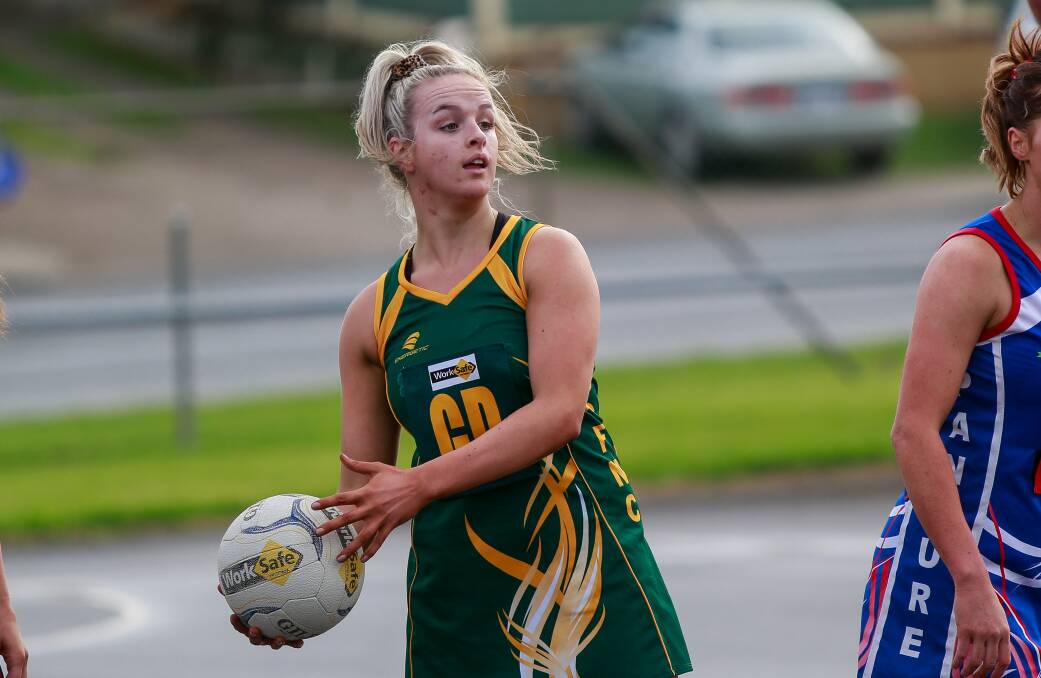LOOKING FORWARD: Old Collegians defender Nicole O'Shannessy looks for a teammate to pass to. Picture: Anthony Brady