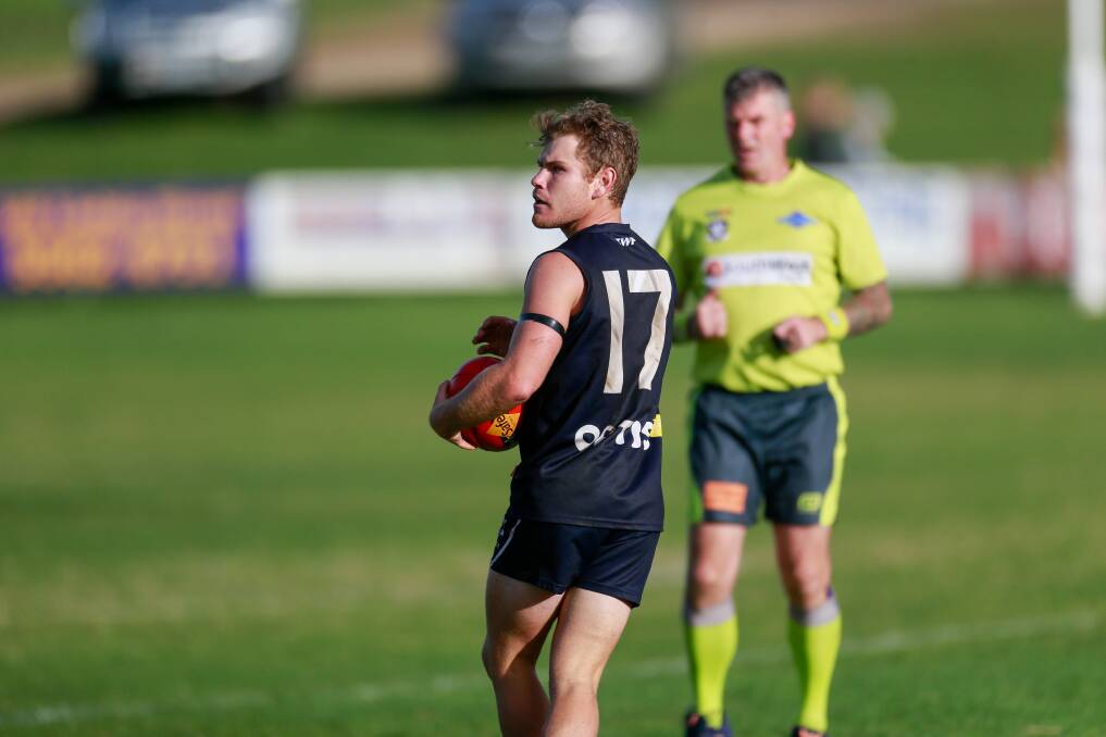Breakout form: Jye Turland put in another strong performance for Warrnambool against Port Fairy. Picture: Anthony Brady