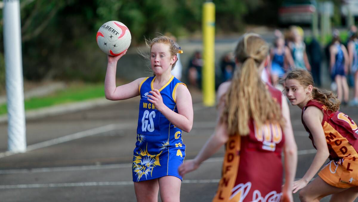 Ready to pass: Warrnambool City's Hannah Van de Camp in action during the Western Association Netball Championships in Warrnambool. Picture: Anthony Brady