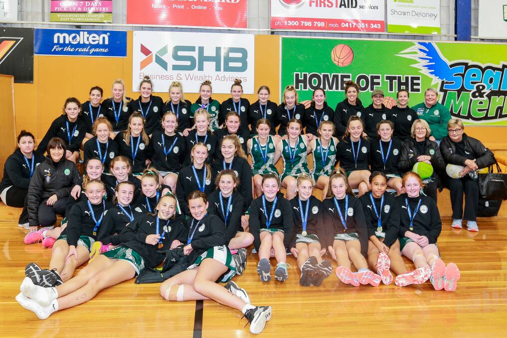 All three: The winning Hampden league teams from the Western Association Netball Championships in Warrnambool. Picture: Anthony Brady