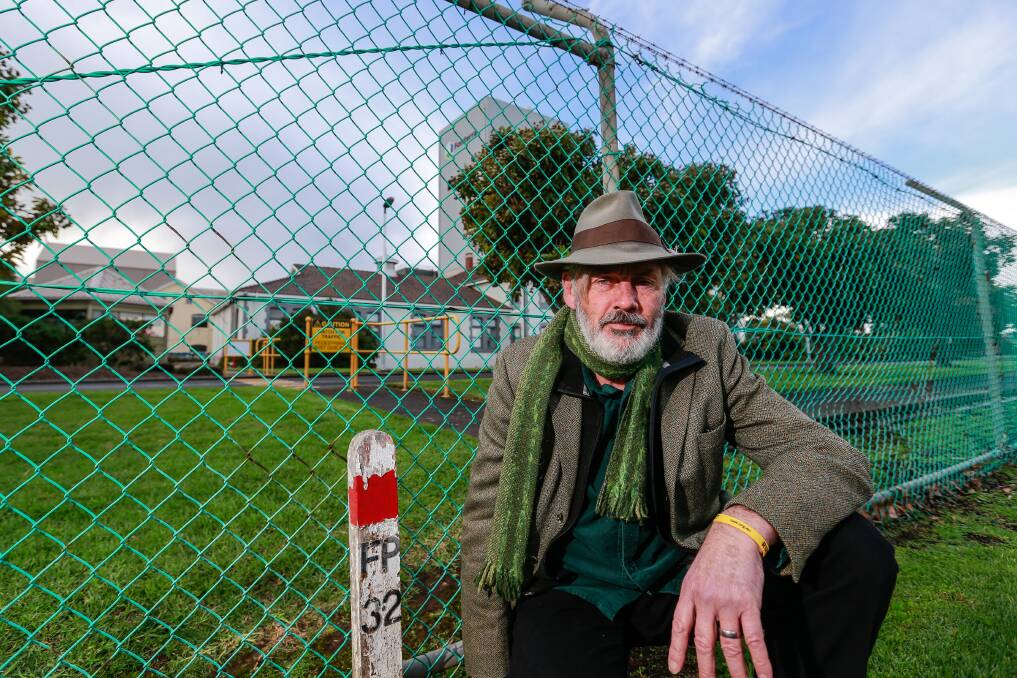 Factory man: Shane Howard at the site of where his old house was as a child, one of the Nestle's cottages in Dennington. Picture: Anthony Brady
