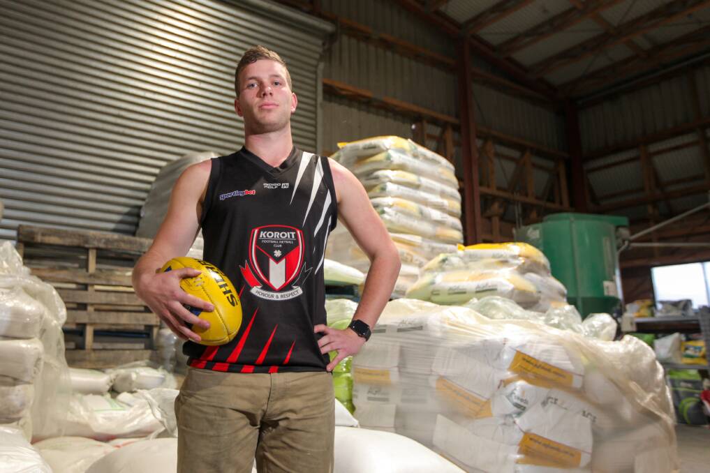 STANDING TALL: George Serra, who works at Bade and Ness Rural, is excited to play for Koroit at senior level for the first time on Saturday. Picture: Rob Gunstone