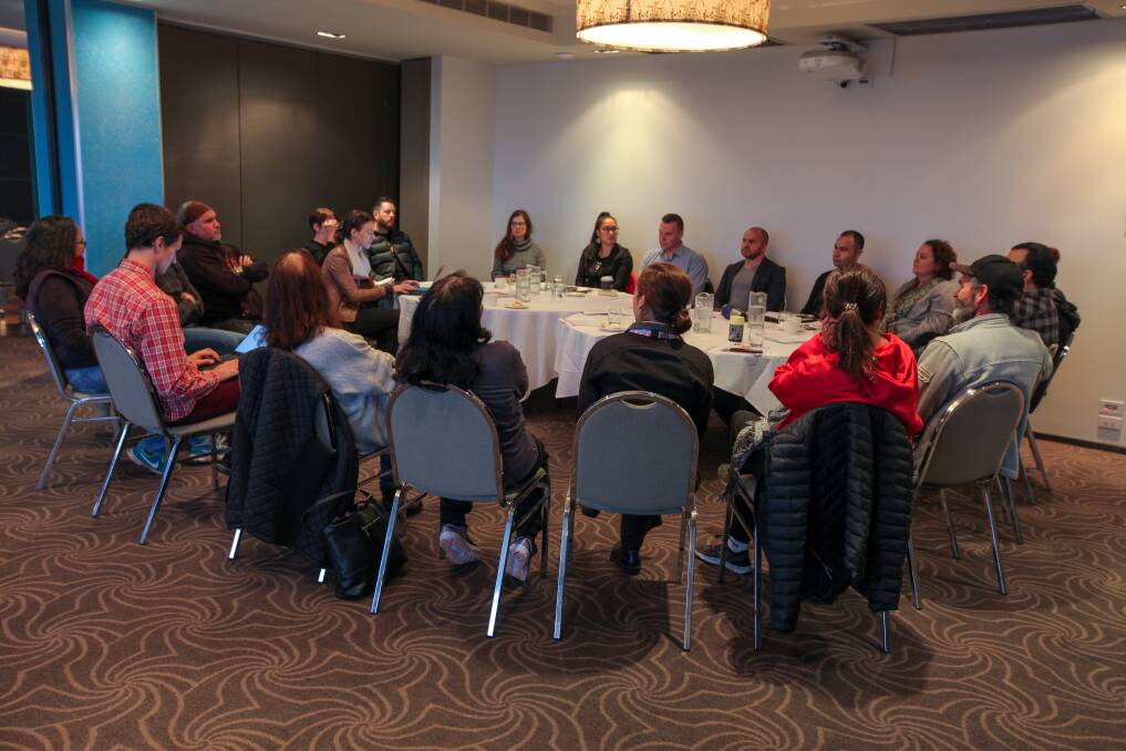 IN THEIR FOOTSTEPS: Eastern Maar Indigenous representatives sit down in a 'yarning circle' with delegates from the British Columbia Treaty Commission to hear their ideas. Picture: Rob Gunstone