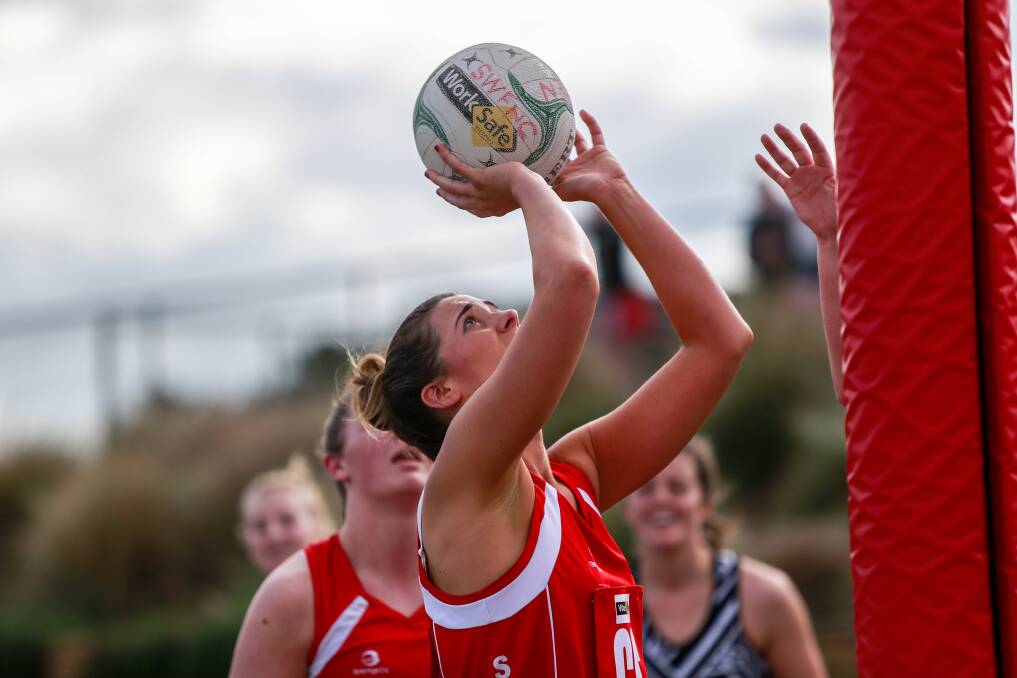 STEADY HAND: South Warrnambool shooter Eliza Dwyer capped off a standout year in the shooting circle with a club best and fairest win. Picture: Anthony Brady