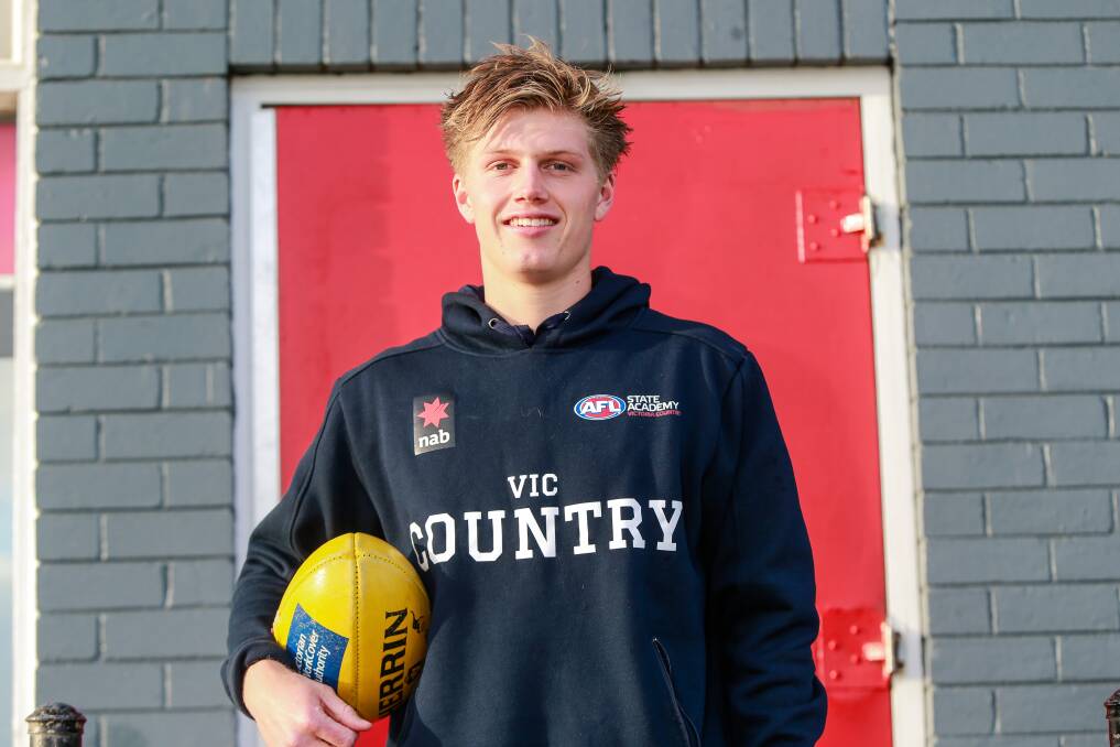 Shining: South Warrnambool export Jay Rantall booted two goals in Victoria Country's crushing win over the Allies. Pictures: Anthony Brady